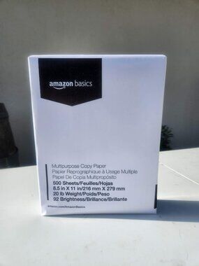 Amazon Office Print Copy Printer Paper 1 Ream 500 Sheets 8.5x11 Inch Letter Size